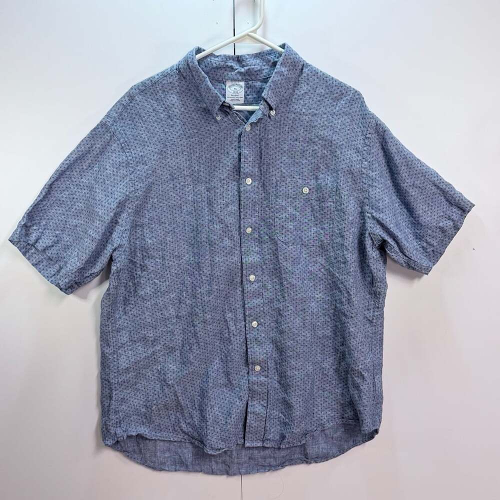 Brooks Brothers Regent 100% Linen Short Sleeve Button-Down Shirt
